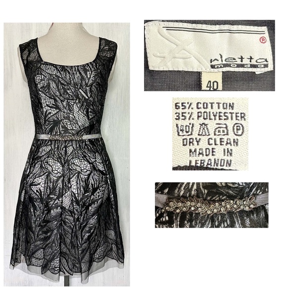 ARLETTA MODA LEBANON  Women's US 6 EUR 40 Black lace Overlay Sleeveless Dress - Picture 1 of 9